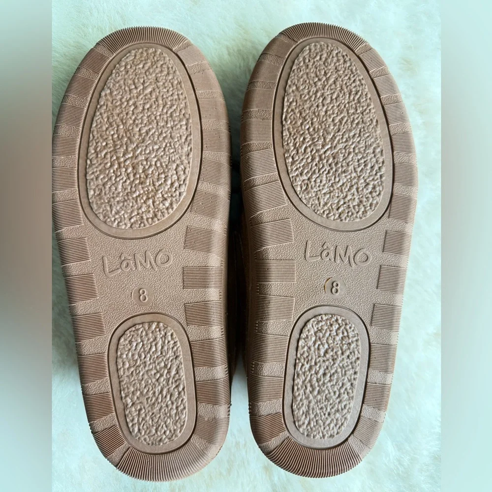 New! LAMO FOOTWEAR DOUBLEFACE MOCCASIN SLIPPERS IN CHESTNUT size 8
